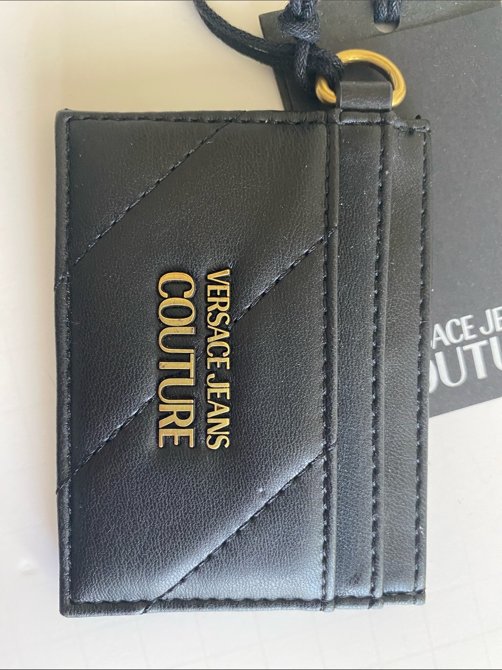 Versace Jeans Couture Black Quilted Card Holder